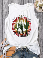 Sonnenuntergang Träume Wüste Vibes Kaktus Tank